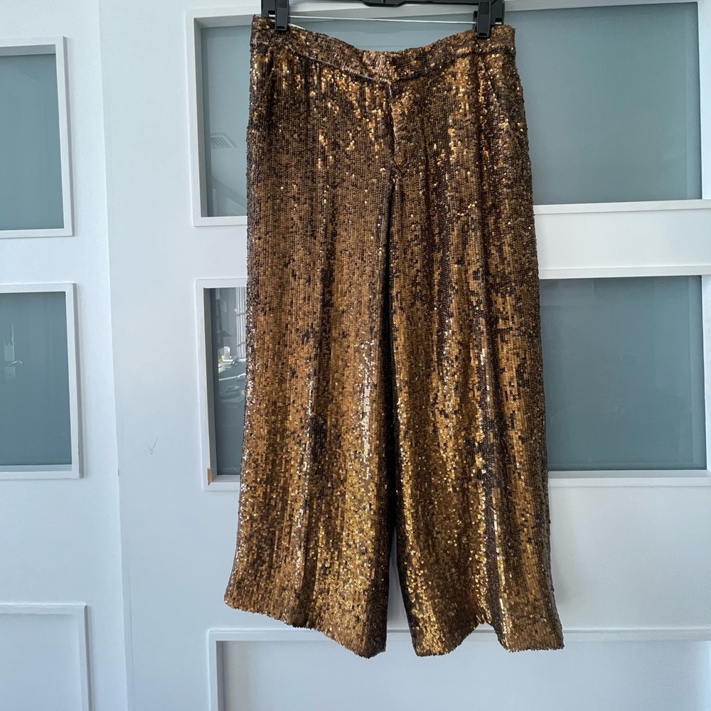 Sequined wide leg crop pants by J Crew, size 6